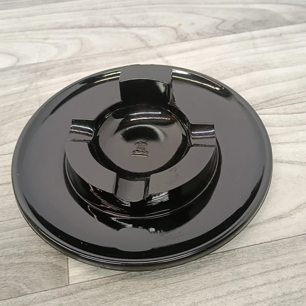 Vintage Black Amethyst Glass Round Ashtray w/3 Cigarette Rests